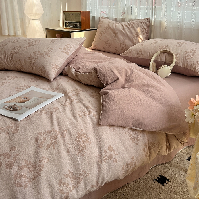 91家纺网 家纺一手货源 找家纺 名品家纺 2026新品加厚高克重亚麻原麻提花四件套（提供买家秀） 暮春覆吻