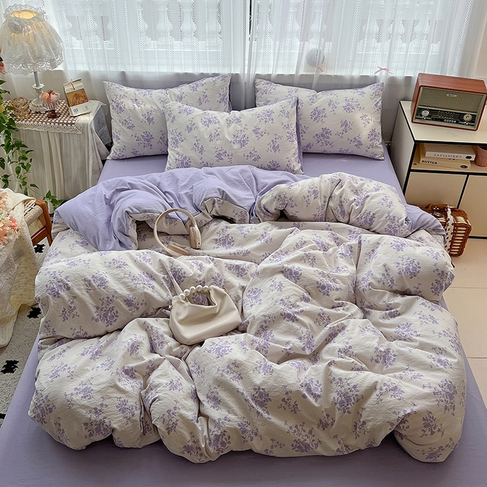 91家纺网 家纺一手货源 找家纺 名品家纺 2026新品加厚高克重亚麻原麻提花四件套（提供买家秀） 青芷