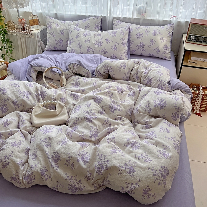 91家纺网 家纺一手货源 找家纺 名品家纺 2026新品加厚高克重亚麻原麻提花四件套（提供买家秀） 青芷