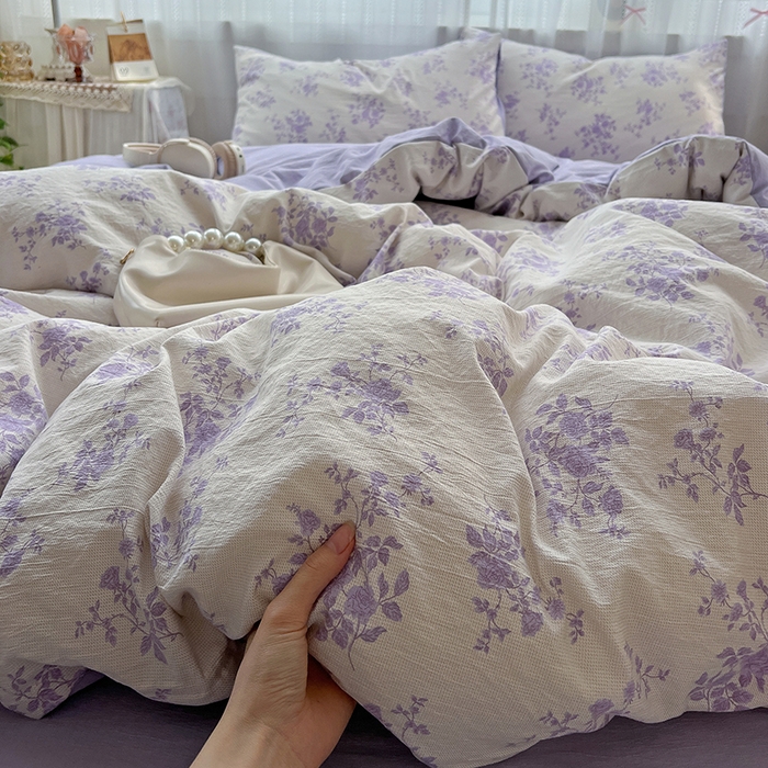 91家纺网 家纺一手货源 找家纺 名品家纺 2026新品加厚高克重亚麻原麻提花四件套（提供买家秀） 青芷