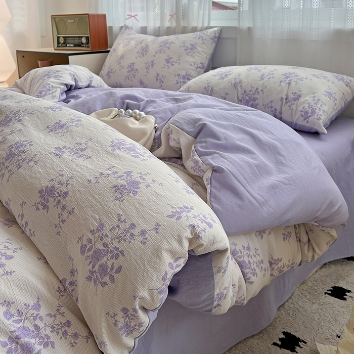 91家纺网 家纺一手货源 找家纺 名品家纺 2026新品加厚高克重亚麻原麻提花四件套（提供买家秀） 青芷