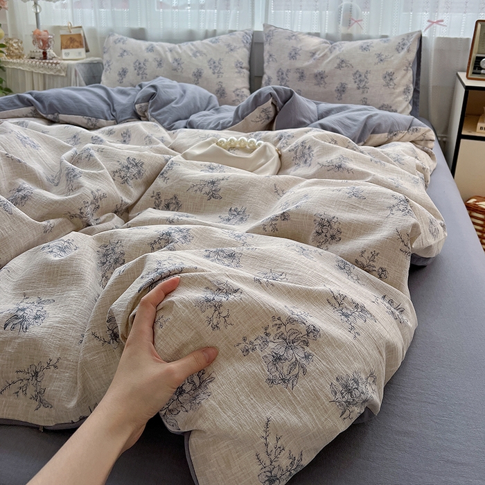 名品家纺 2026新品加厚高克重亚麻原麻提花四件套（提供买家秀） 素兰馨