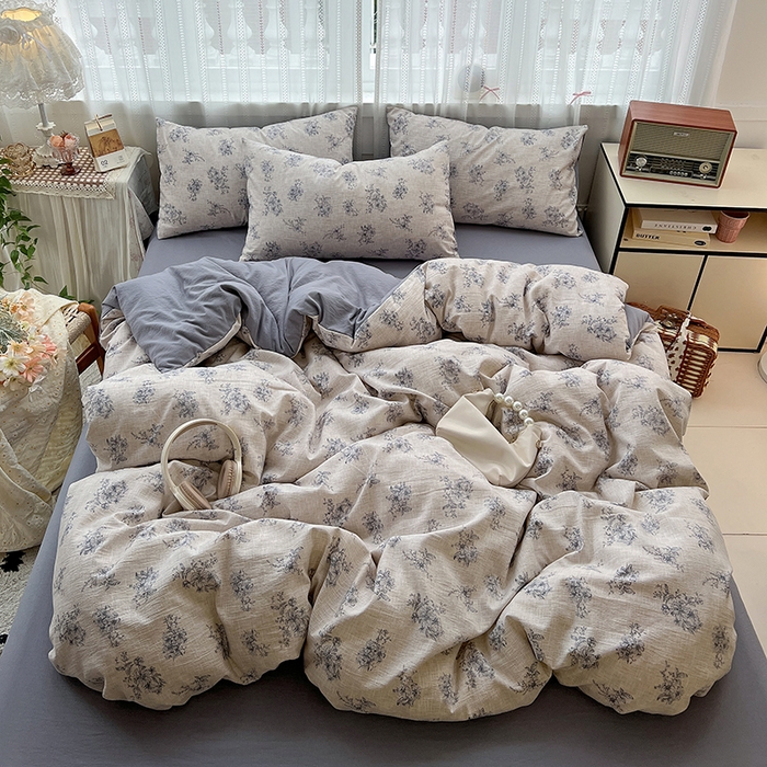 91家纺网 家纺一手货源 找家纺 名品家纺 2026新品加厚高克重亚麻原麻提花四件套（提供买家秀） 素兰馨