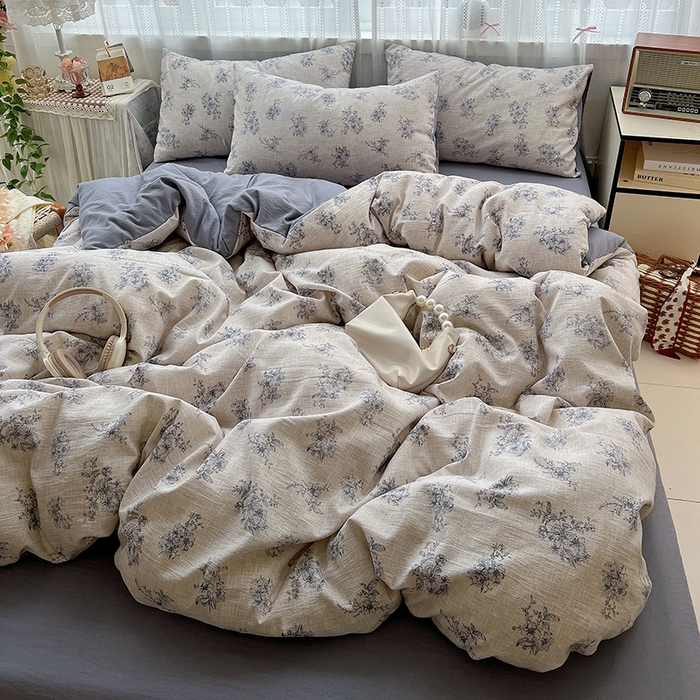 91家纺网 家纺一手货源 找家纺 名品家纺 2026新品加厚高克重亚麻原麻提花四件套（提供买家秀） 素兰馨