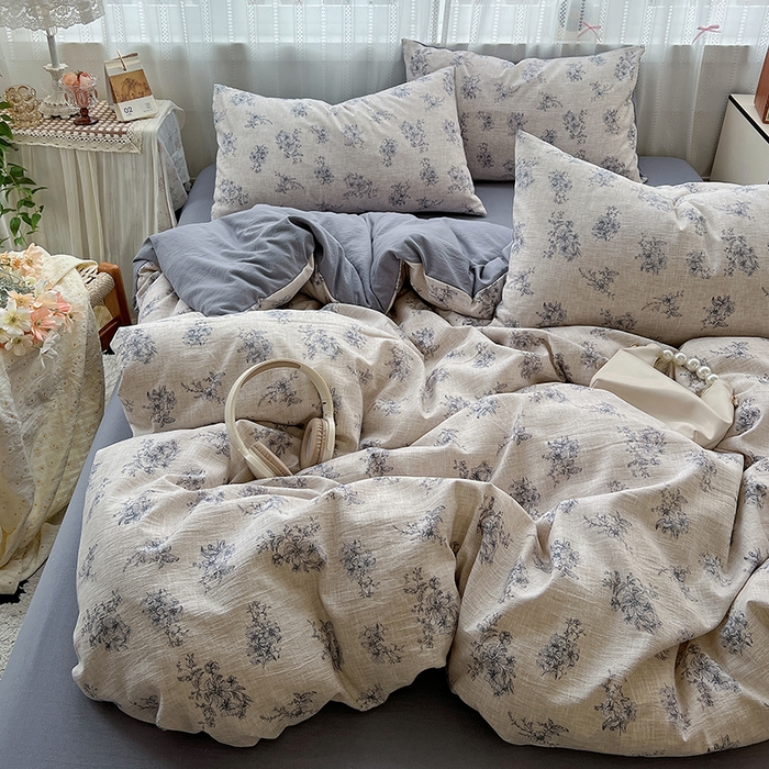 91家纺网 家纺一手货源 找家纺 名品家纺 2026新品加厚高克重亚麻原麻提花四件套（提供买家秀） 素兰馨