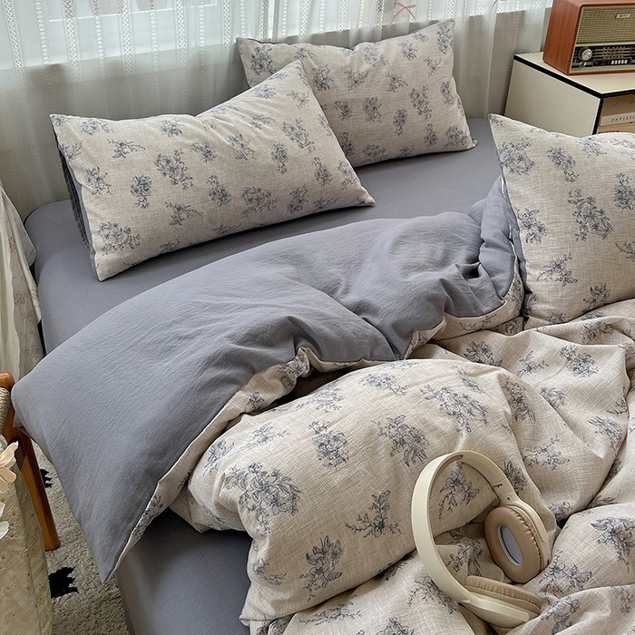 91家纺网 家纺一手货源 找家纺 名品家纺 2026新品加厚高克重亚麻原麻提花四件套（提供买家秀） 素兰馨