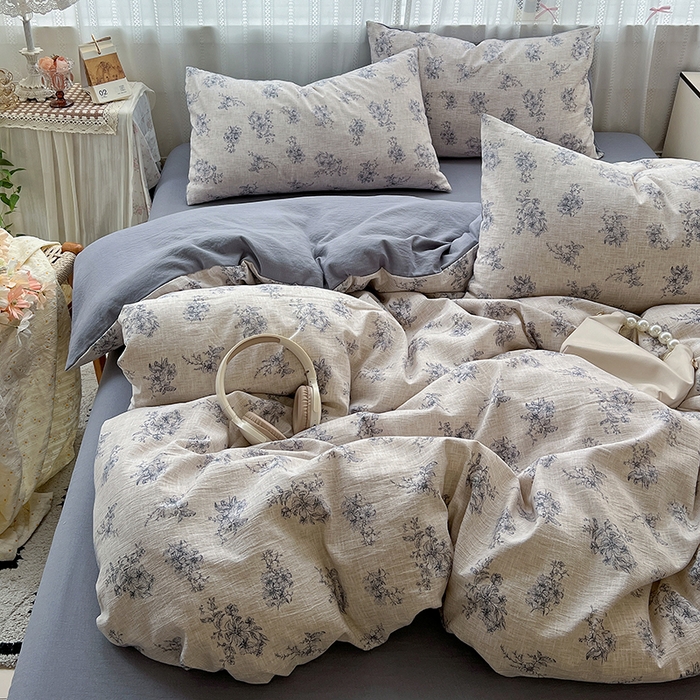 91家纺网 家纺一手货源 找家纺 名品家纺 2026新品加厚高克重亚麻原麻提花四件套（提供买家秀） 素兰馨