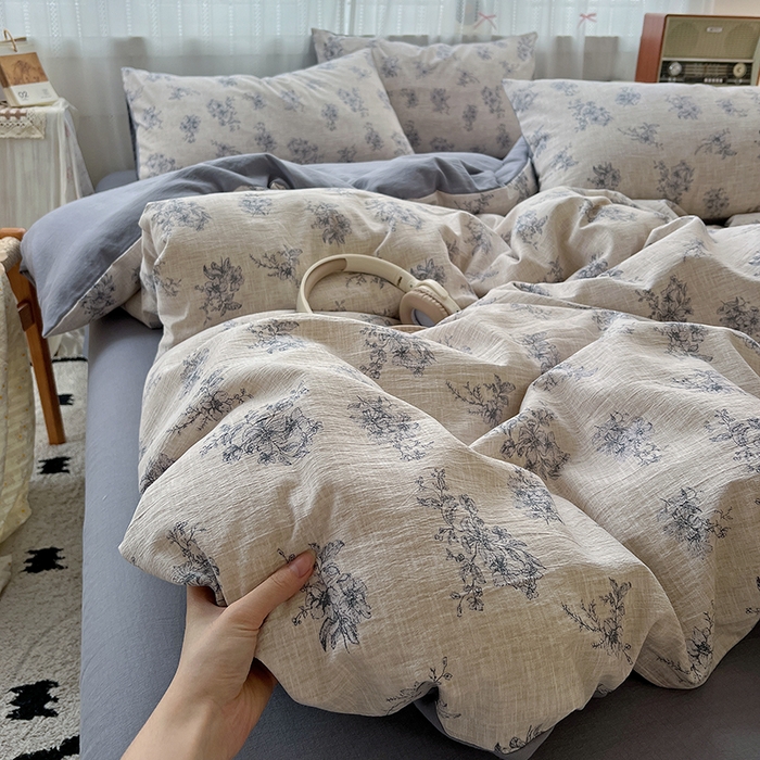 91家纺网 家纺一手货源 找家纺 名品家纺 2026新品加厚高克重亚麻原麻提花四件套（提供买家秀） 素兰馨
