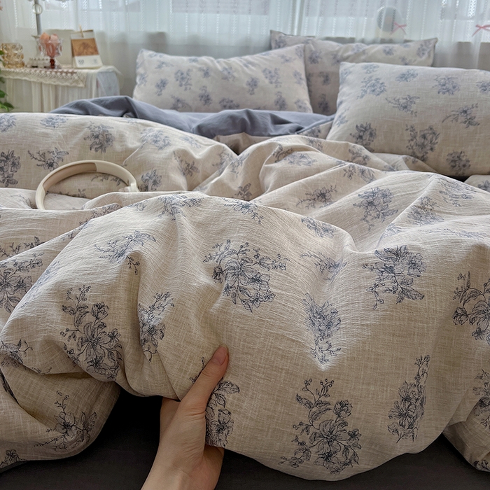 91家纺网 家纺一手货源 找家纺 名品家纺 2026新品加厚高克重亚麻原麻提花四件套（提供买家秀） 素兰馨