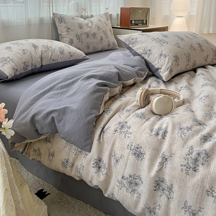 91家纺网 家纺一手货源 找家纺 名品家纺 2026新品加厚高克重亚麻原麻提花四件套（提供买家秀） 素兰馨