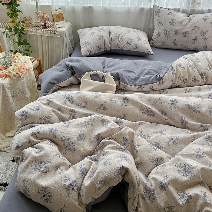 91家纺网 家纺一手货源 找家纺 名品家纺 2026新品加厚高克重亚麻原麻提花四件套（提供买家秀） 素兰馨