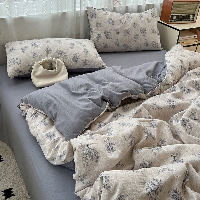 91家纺网 家纺一手货源 找家纺 名品家纺 2026新品加厚高克重亚麻原麻提花四件套（提供买家秀） 素兰馨