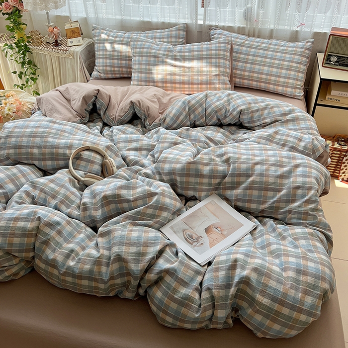 91家纺网 家纺一手货源 找家纺 名品家纺 2026新品加厚高克重亚麻原麻提花四件套（提供买家秀） 素雅