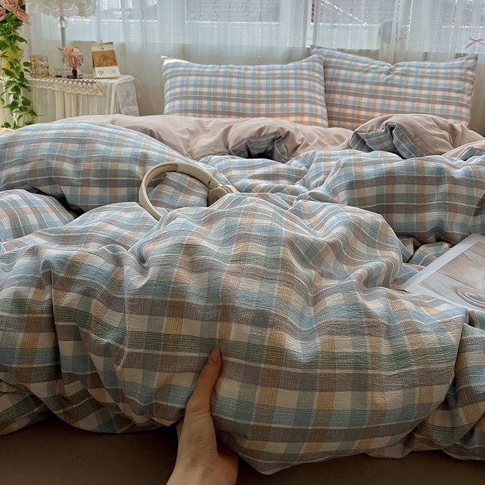 91家纺网 家纺一手货源 找家纺 名品家纺 2026新品加厚高克重亚麻原麻提花四件套（提供买家秀） 素雅