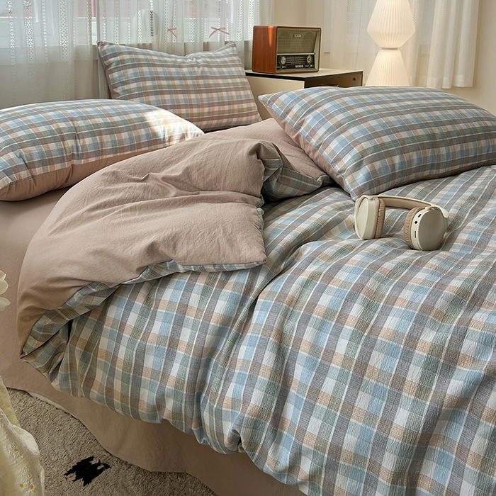 91家纺网 家纺一手货源 找家纺 名品家纺 2026新品加厚高克重亚麻原麻提花四件套（提供买家秀） 素雅