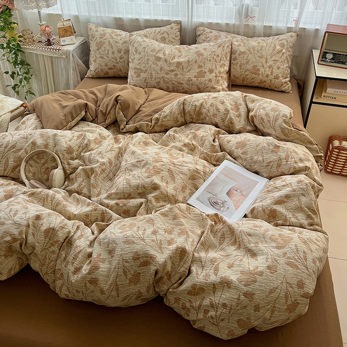 91家纺网 家纺一手货源 找家纺 名品家纺 2026新品加厚高克重亚麻原麻提花四件套（提供买家秀） 夜莺之歌