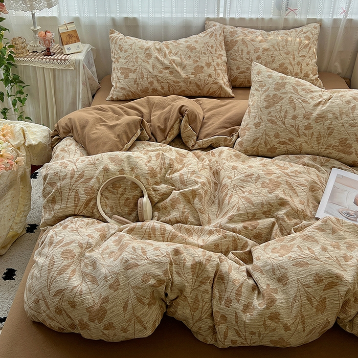 91家纺网 家纺一手货源 找家纺 名品家纺 2026新品加厚高克重亚麻原麻提花四件套（提供买家秀） 夜莺之歌