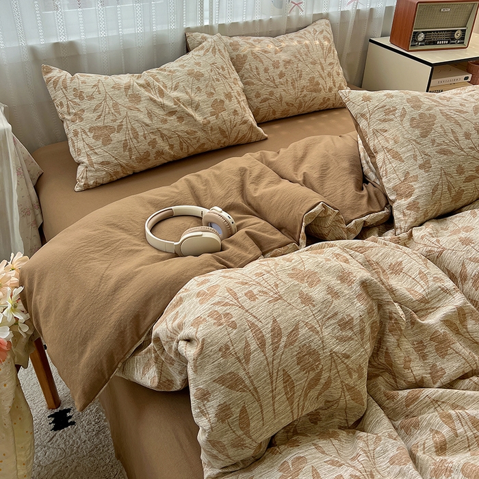 91家纺网 家纺一手货源 找家纺 名品家纺 2026新品加厚高克重亚麻原麻提花四件套（提供买家秀） 夜莺之歌