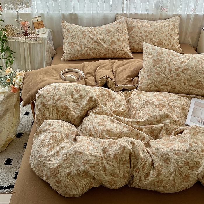 91家纺网 家纺一手货源 找家纺 名品家纺 2026新品加厚高克重亚麻原麻提花四件套（提供买家秀） 夜莺之歌