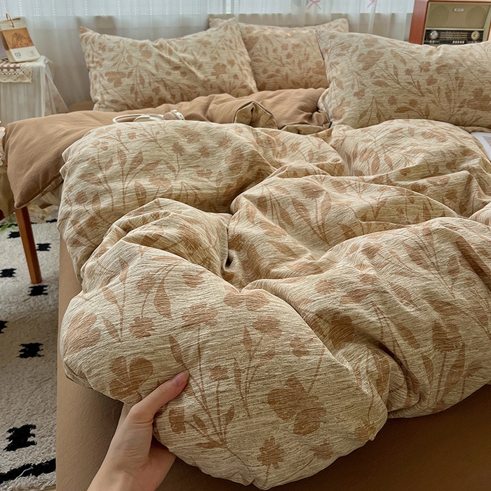 91家纺网 家纺一手货源 找家纺 名品家纺 2026新品加厚高克重亚麻原麻提花四件套（提供买家秀） 夜莺之歌