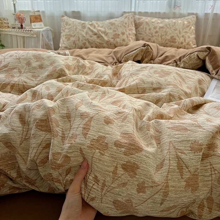 91家纺网 家纺一手货源 找家纺 名品家纺 2026新品加厚高克重亚麻原麻提花四件套（提供买家秀） 夜莺之歌