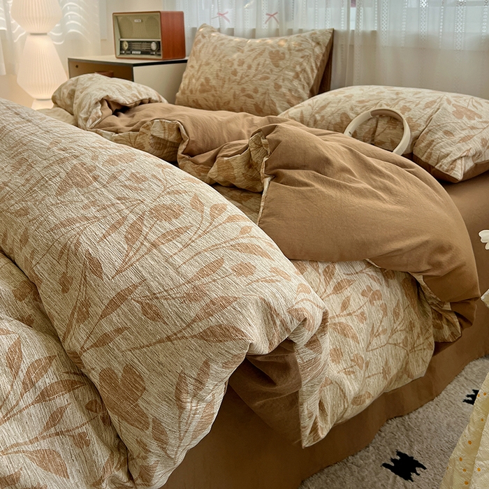 91家纺网 家纺一手货源 找家纺 名品家纺 2026新品加厚高克重亚麻原麻提花四件套（提供买家秀） 夜莺之歌