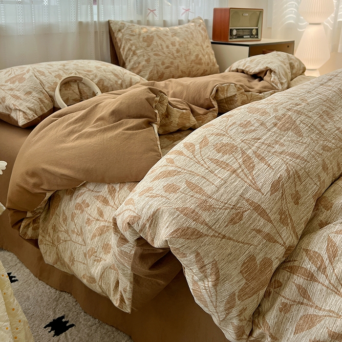 91家纺网 家纺一手货源 找家纺 名品家纺 2026新品加厚高克重亚麻原麻提花四件套（提供买家秀） 夜莺之歌