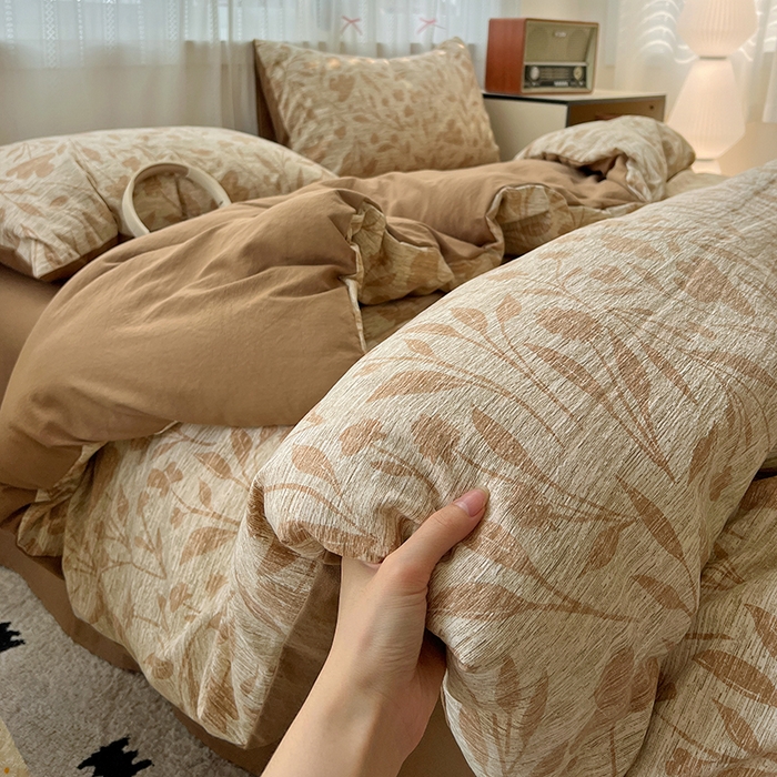 91家纺网 家纺一手货源 找家纺 名品家纺 2026新品加厚高克重亚麻原麻提花四件套（提供买家秀） 夜莺之歌