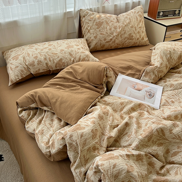 91家纺网 家纺一手货源 找家纺 名品家纺 2026新品加厚高克重亚麻原麻提花四件套（提供买家秀） 夜莺之歌