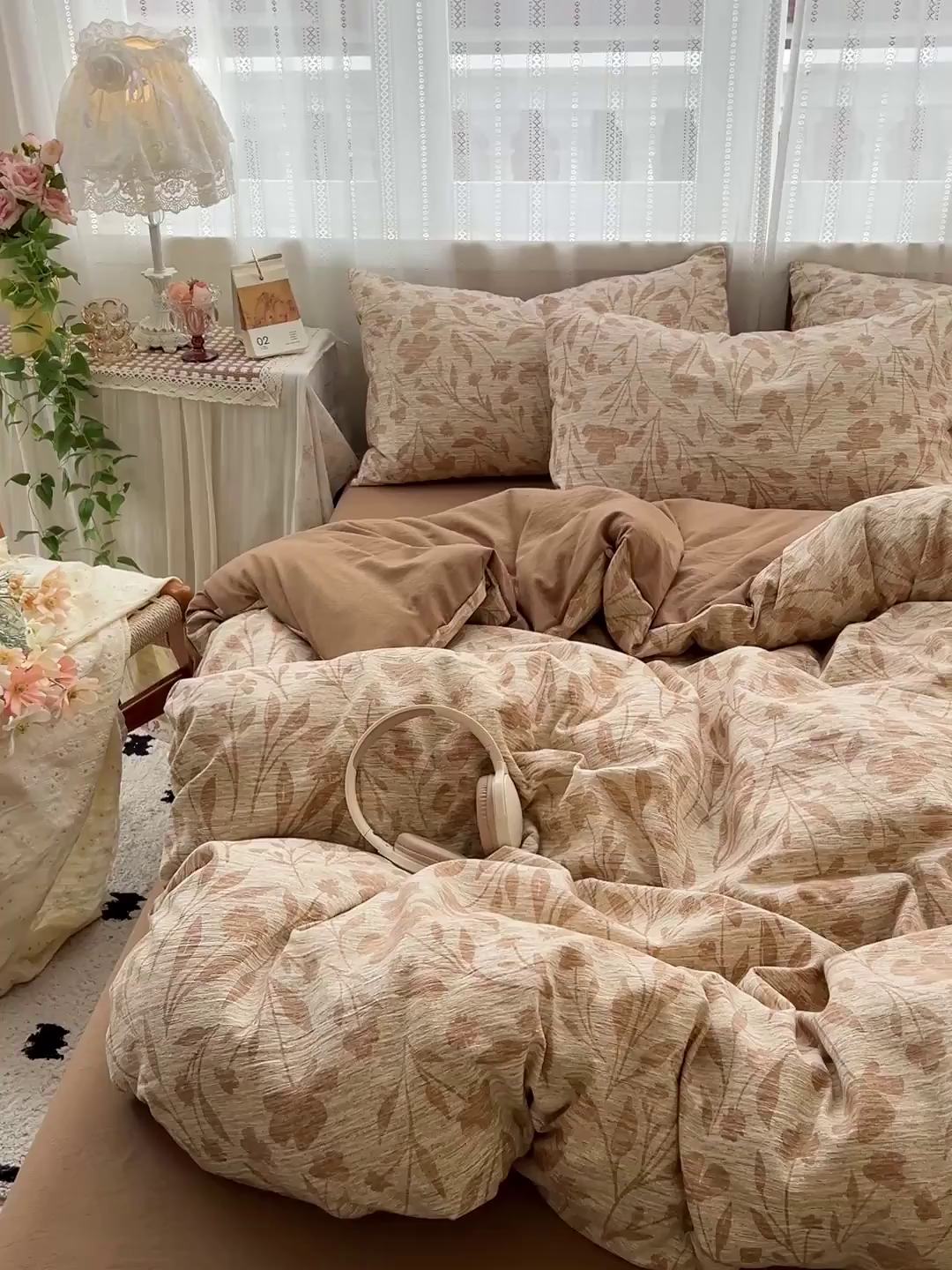 91家纺网 家纺一手货源 找家纺 名品家纺 2026新品加厚高克重亚麻原麻提花四件套（提供买家秀） 夜莺之歌