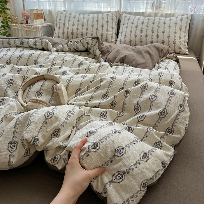 名品家纺 2026新品加厚高克重亚麻原麻提花四件套（提供买家秀） 伊芙琳