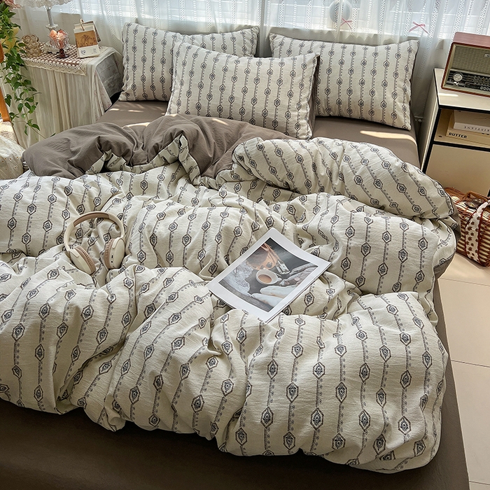 91家纺网 家纺一手货源 找家纺 名品家纺 2026新品加厚高克重亚麻原麻提花四件套（提供买家秀） 伊芙琳