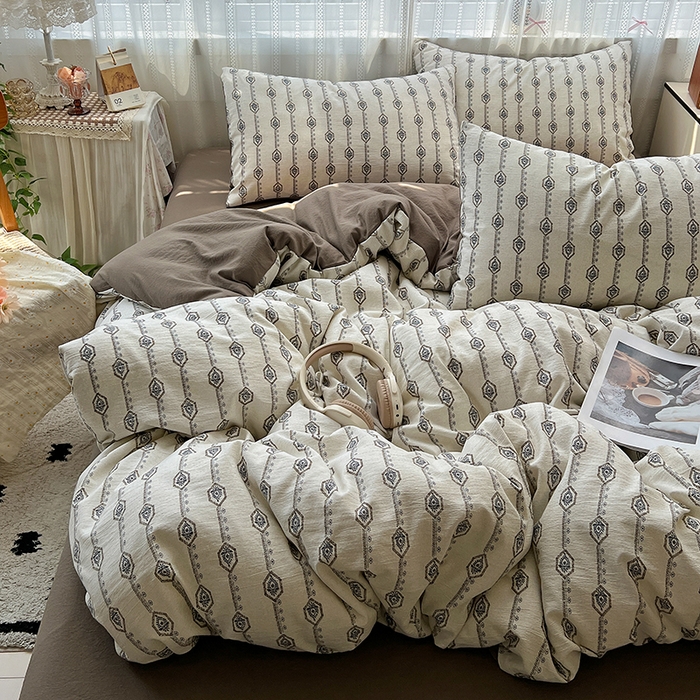 91家纺网 家纺一手货源 找家纺 名品家纺 2026新品加厚高克重亚麻原麻提花四件套（提供买家秀） 伊芙琳