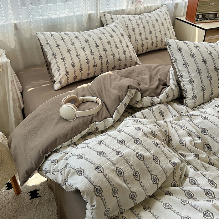 91家纺网 家纺一手货源 找家纺 名品家纺 2026新品加厚高克重亚麻原麻提花四件套（提供买家秀） 伊芙琳