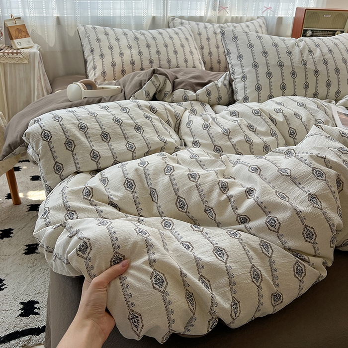 91家纺网 家纺一手货源 找家纺 名品家纺 2026新品加厚高克重亚麻原麻提花四件套（提供买家秀） 伊芙琳