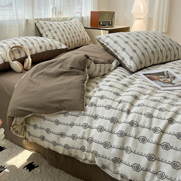 91家纺网 家纺一手货源 找家纺 名品家纺 2026新品加厚高克重亚麻原麻提花四件套（提供买家秀） 伊芙琳