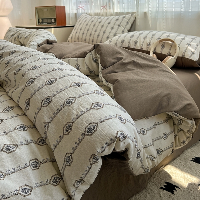 91家纺网 家纺一手货源 找家纺 名品家纺 2026新品加厚高克重亚麻原麻提花四件套（提供买家秀） 伊芙琳