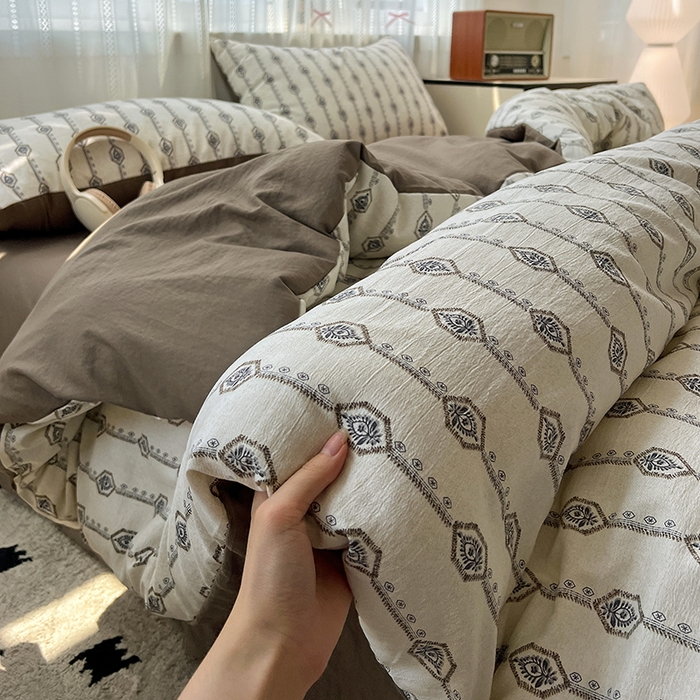 91家纺网 家纺一手货源 找家纺 名品家纺 2026新品加厚高克重亚麻原麻提花四件套（提供买家秀） 伊芙琳