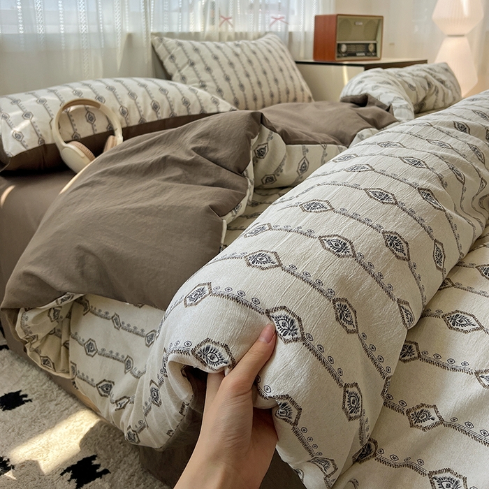 91家纺网 家纺一手货源 找家纺 名品家纺 2026新品加厚高克重亚麻原麻提花四件套（提供买家秀） 伊芙琳