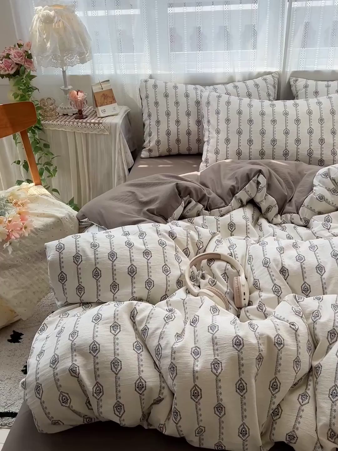 91家纺网 家纺一手货源 找家纺 名品家纺 2026新品加厚高克重亚麻原麻提花四件套（提供买家秀） 伊芙琳