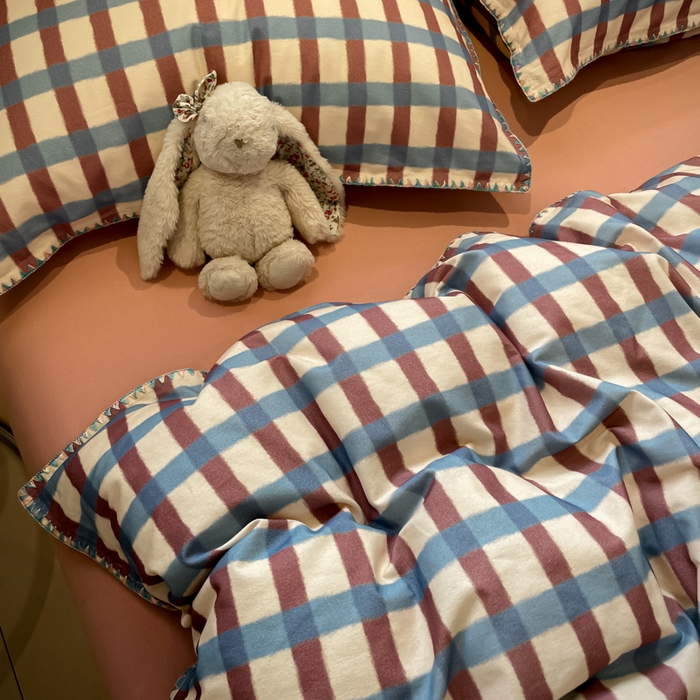 91家纺网 家纺一手货源 找家纺 （总）蓝邻家纺 2025新款全棉纯棉加厚磨毛多巴胺贝壳边四件套