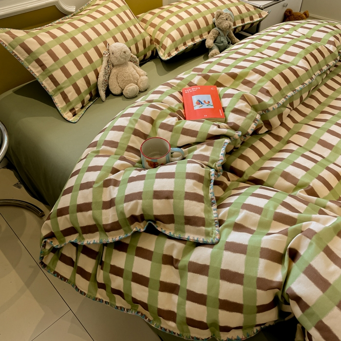 91家纺网 家纺一手货源 找家纺 （总）蓝邻家纺 2025新款全棉纯棉加厚磨毛多巴胺贝壳边四件套