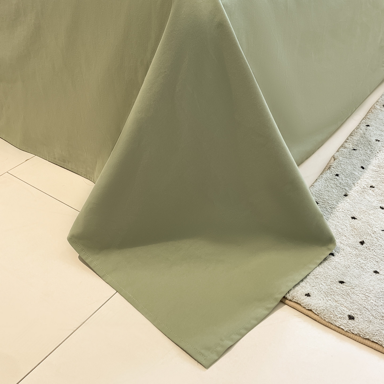 蓝邻家纺 2025新款全棉纯棉加厚磨毛多巴胺贝壳边四件套 格言-米绿