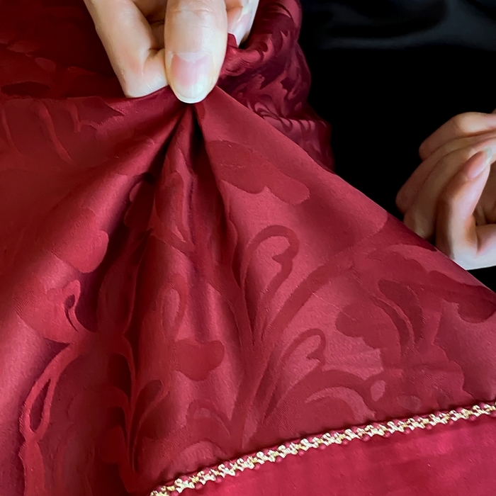 91家纺网 家纺一手货源 找家纺 （总）初拾 2025新款100s全棉纯棉红色提花简约婚庆四件套 福禄系列