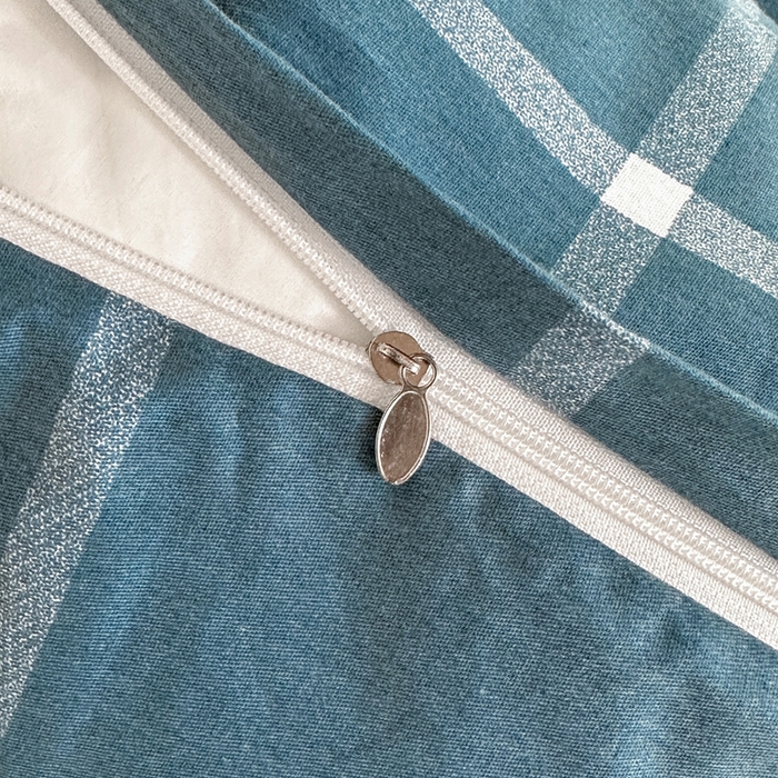 91家纺网 家纺一手货源 找家纺 寐眠 2025新款全棉纯棉印花学生三件套上下铺三件套 蓝调格子