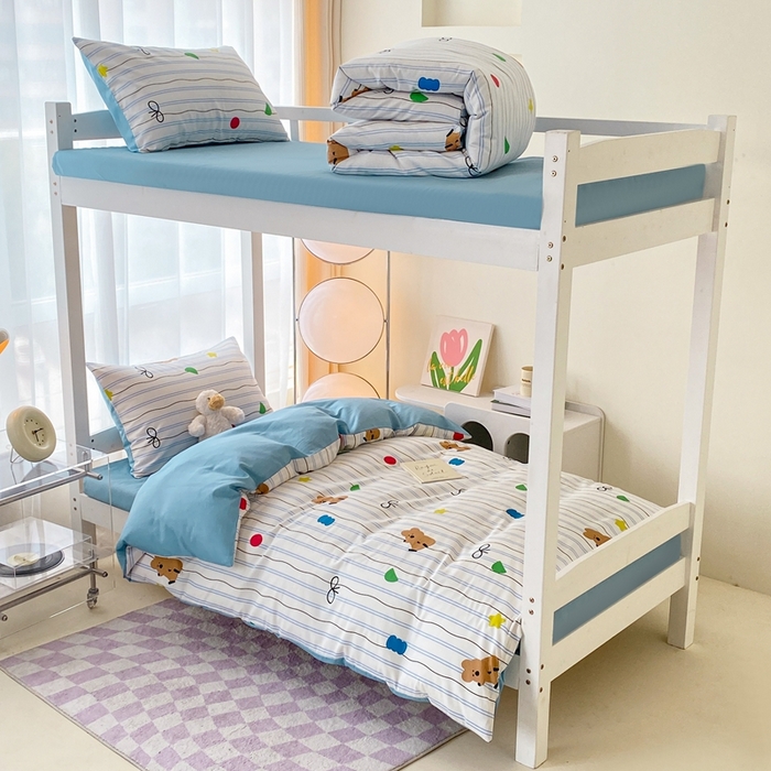 寐眠 2025新款全棉纯棉印花学生三件套上下铺三件套 爬爬熊