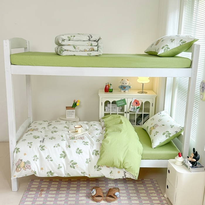 91家纺网 家纺一手货源 找家纺 寐眠 2025新款全棉纯棉印花学生三件套上下铺三件套 秋实