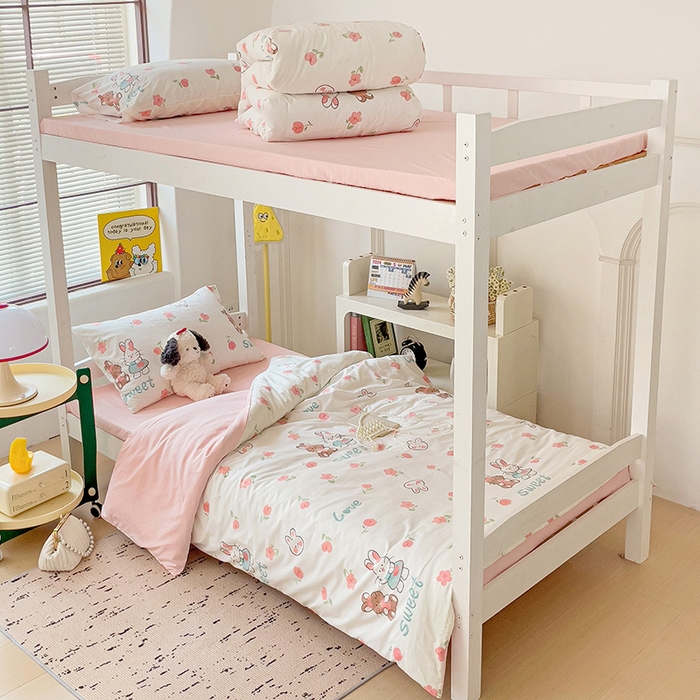 91家纺网 家纺一手货源 找家纺 （总）海岛哥哥 2025新款云朵水洗棉学生床宿舍上下铺三件套