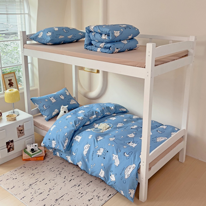 91家纺网 家纺一手货源 找家纺 （总）海岛哥哥 2025新款云朵水洗棉学生床宿舍上下铺三件套