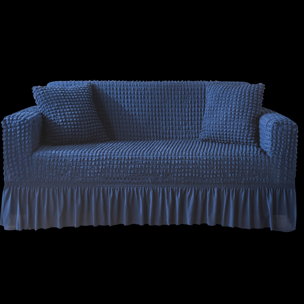布兰鸟【沙发套】 2025新款泡泡沙发套【英文裙摆款】三人沙发风格 单色希腊蓝